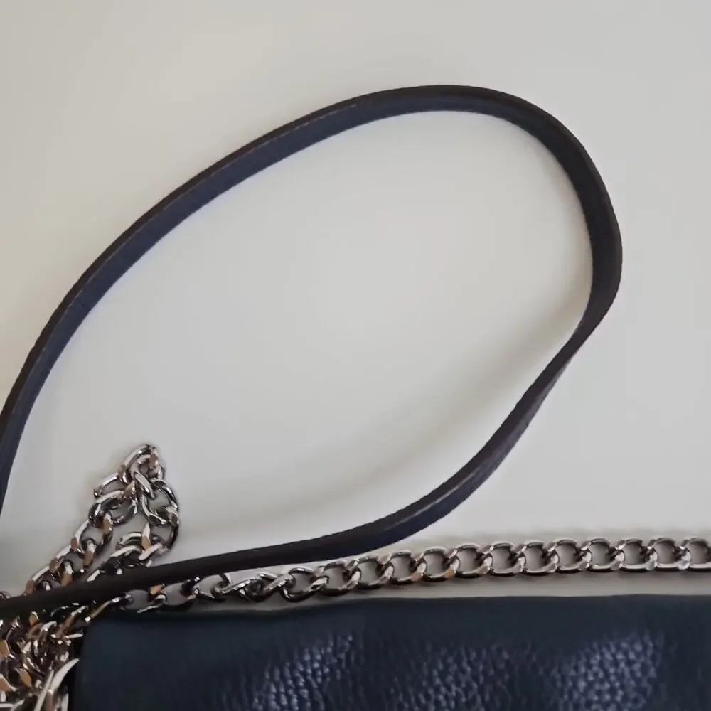 MICHAEL KORS Corinne Pebbled Leather Messenger Bag Flap Crossbody‎ Purse Blue